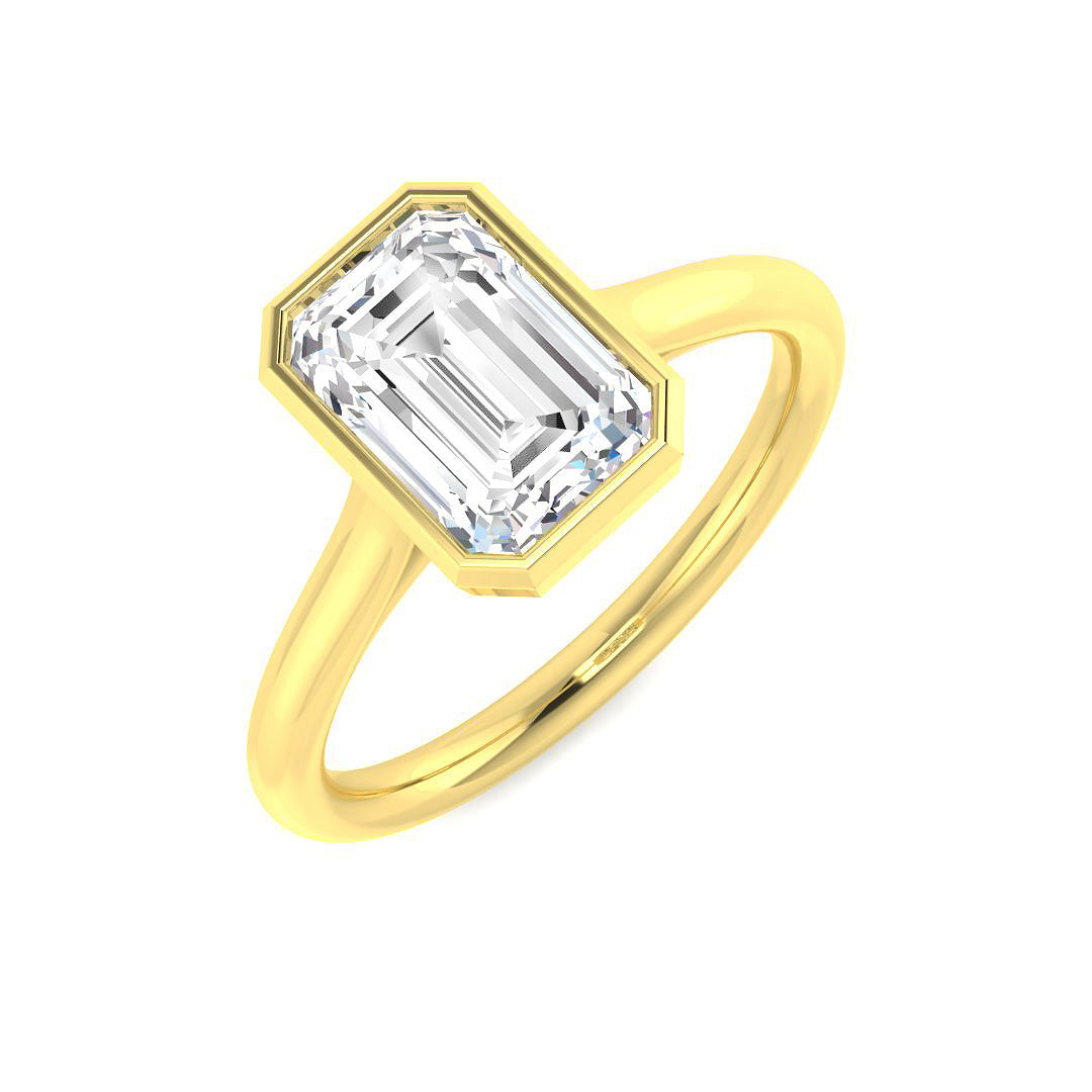 9ct Yellow Gold Emerald Cut Lab Grown Diamond Ring 1
