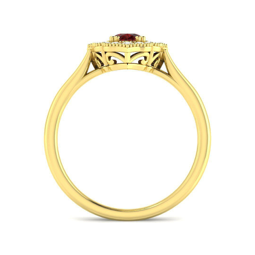 9ct Yellow Gold Oval Ruby and Diamond Ring 2