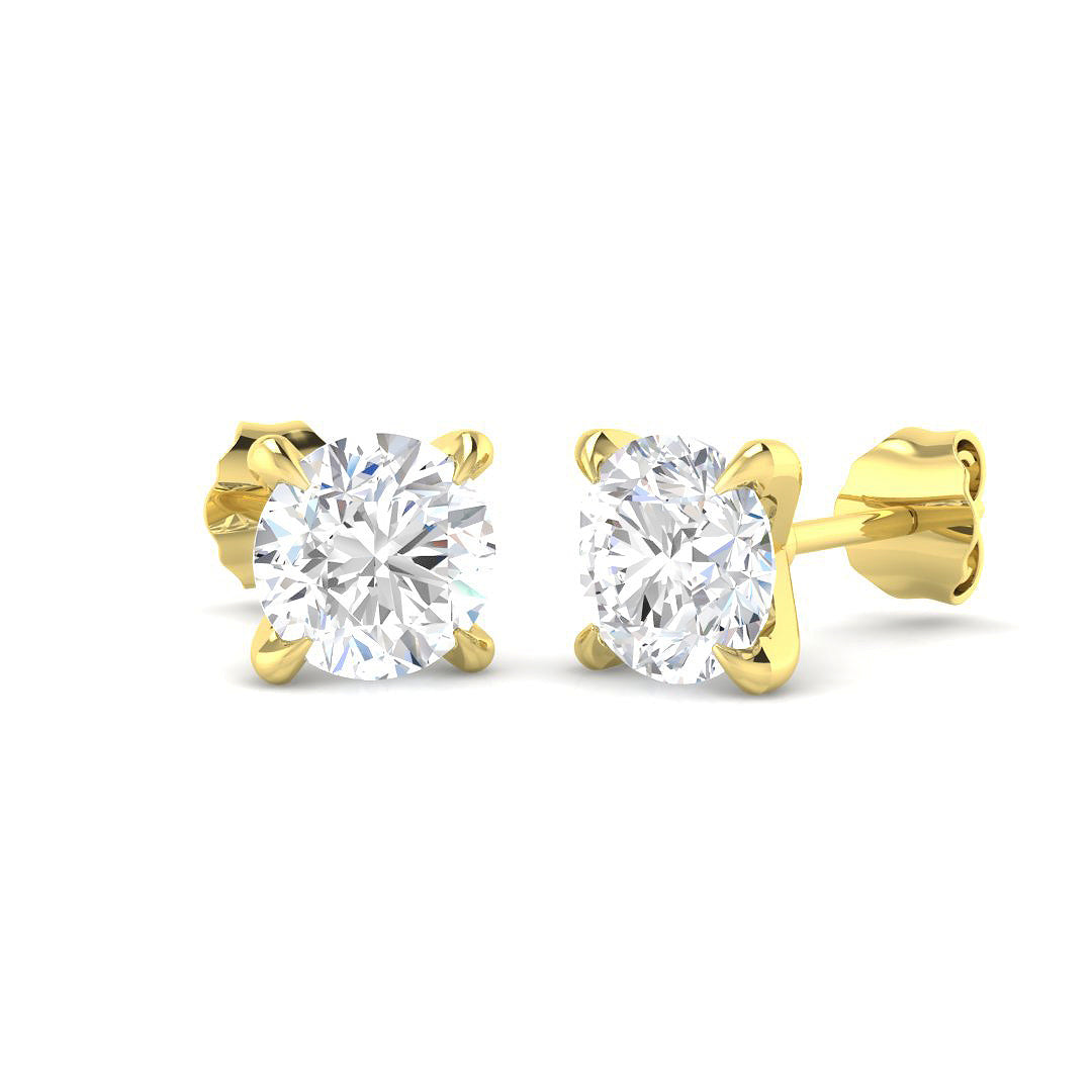 9ct Yellow Gold Round Lab Grown Diamond Earrings 1