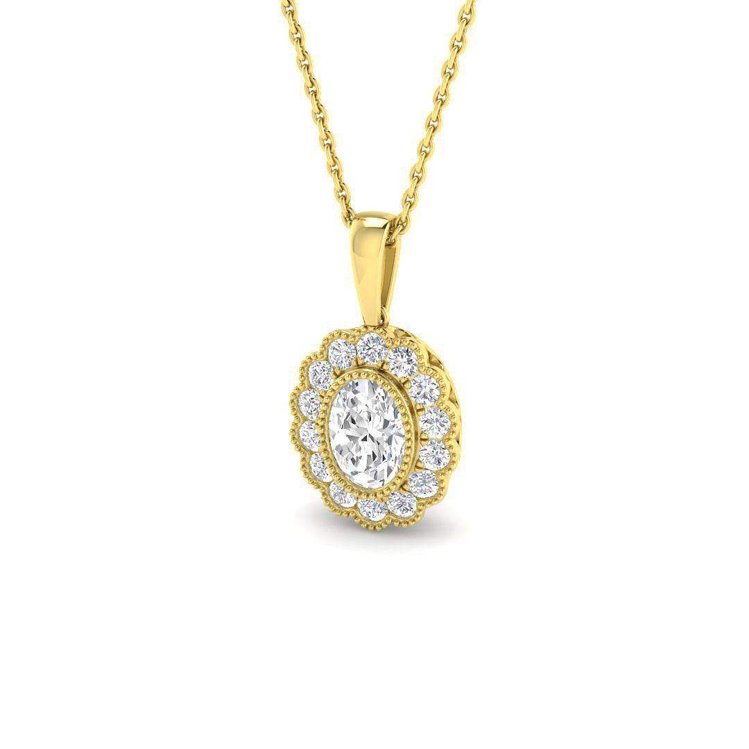 9ct Yellow Gold Oval Lab Grown Diamond Pendant 1