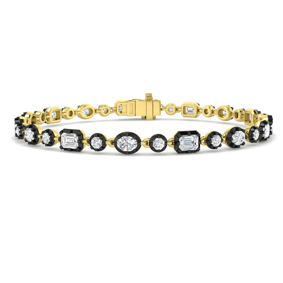 9ct Yellow Gold Emerald Cut and Oval Lab Grown Diamond Bracelet 1