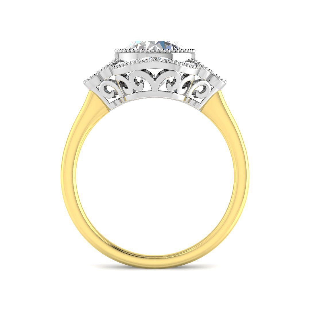 9ct Two Tone Round Cvd Old Cut Ring 2