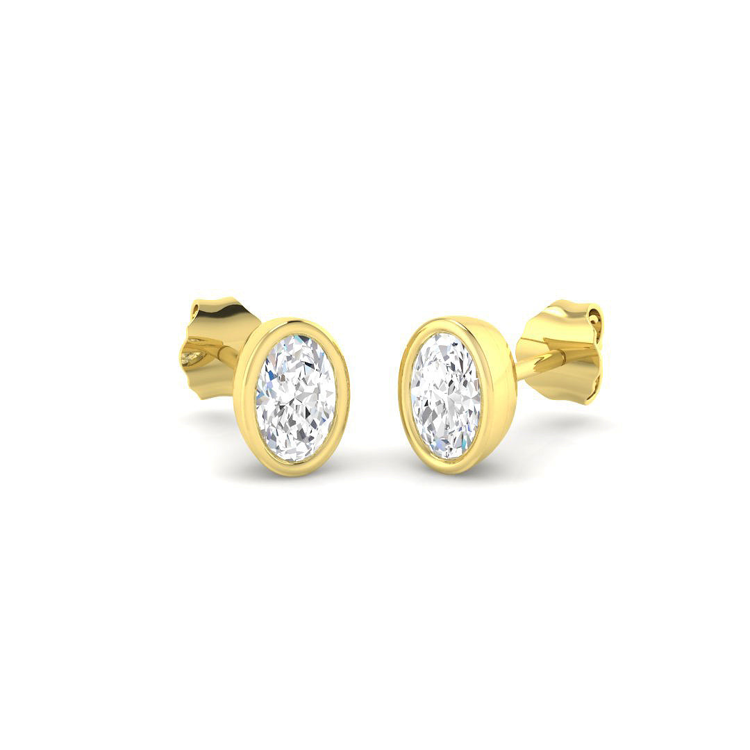 9ct Yellow Gold Oval Lab Grown Diamond Earrings 1