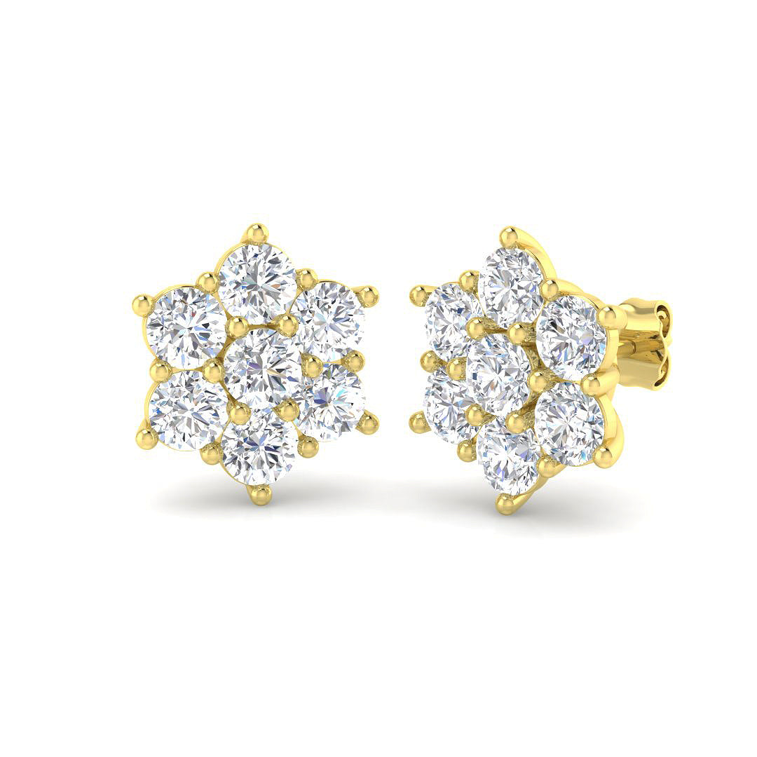 9ct Yellow Gold Round Lab Grown Diamond Earrings 1