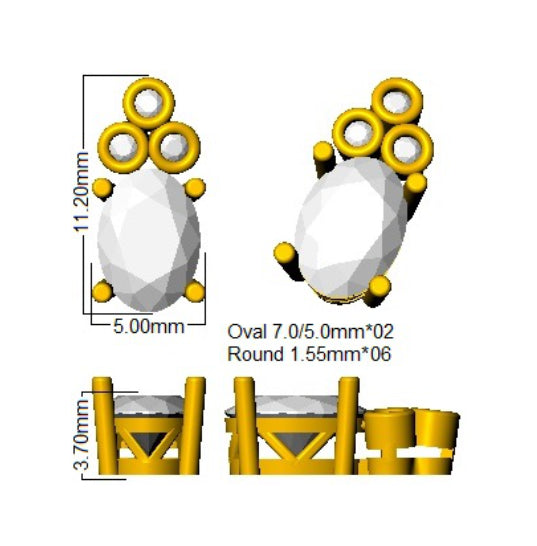 9ct Yellow Gold Oval Lab Grown Diamond Earrings 2