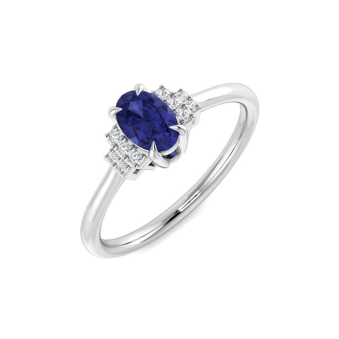 9ct White Gold Oval Tanzanite and Diamond Ring 1
