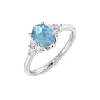 9ct White Gold Oval Aquamarine and Diamond Ring 1