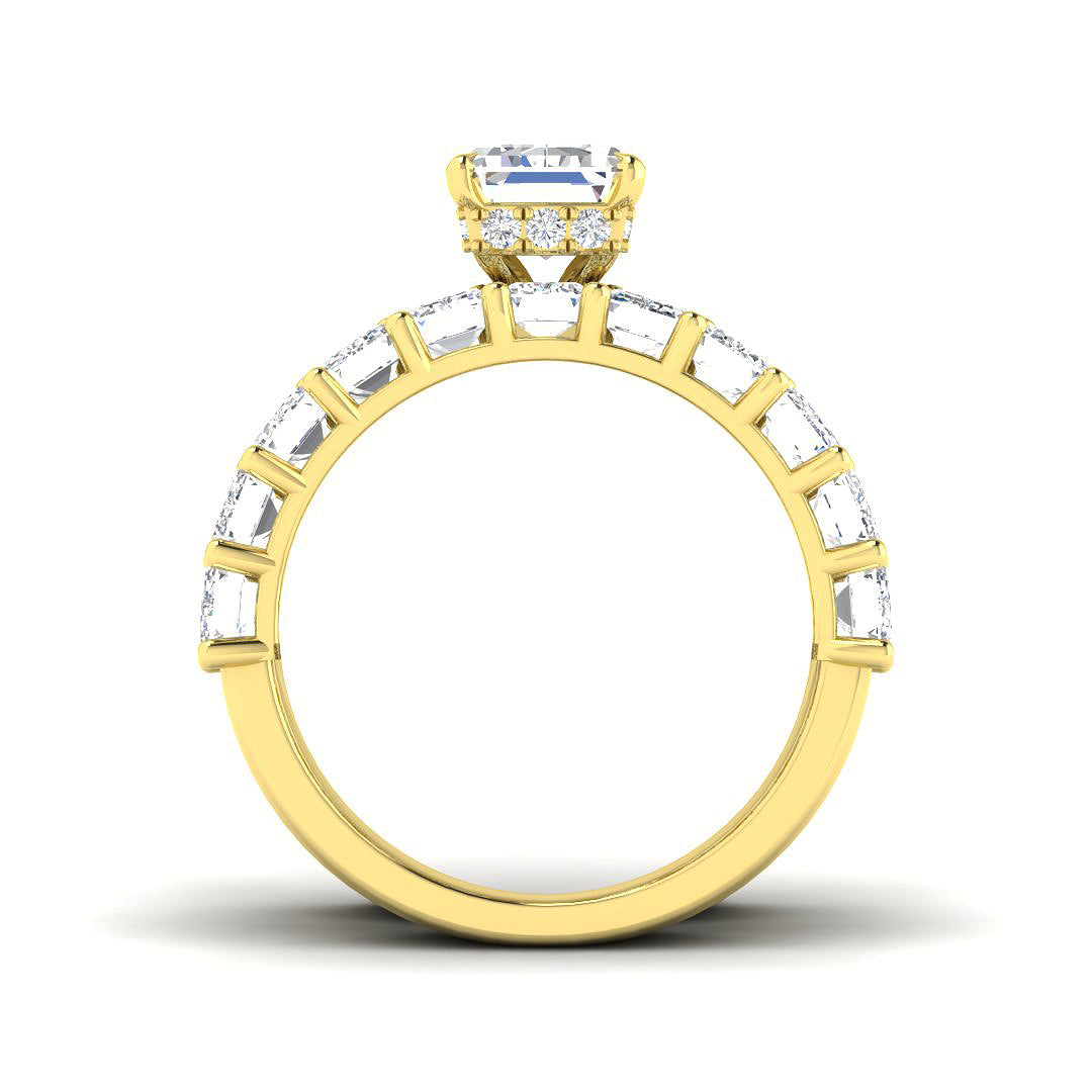 9ct Yellow Gold Emerald Cut Lab Grown Diamond Ring 2