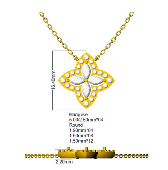 9ct Yellow Gold Marquise Lab Grown Diamond Necklace 2