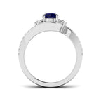 Platinum Round Blue Sapphire and Diamond Ring 2