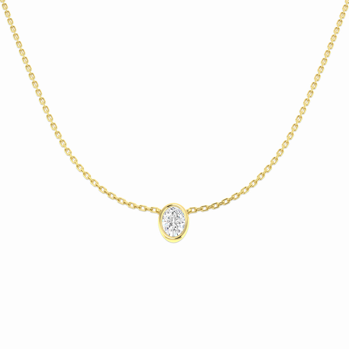9ct Yellow Gold Oval Lab Grown Diamond Necklace 1