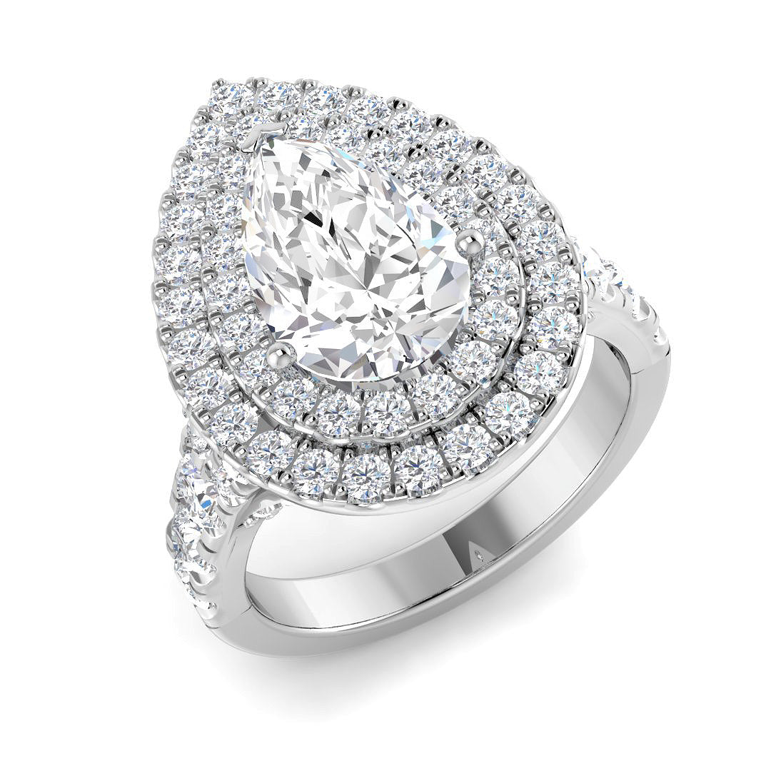 9ct White Gold Pear Lab Grown Diamond Ring 1