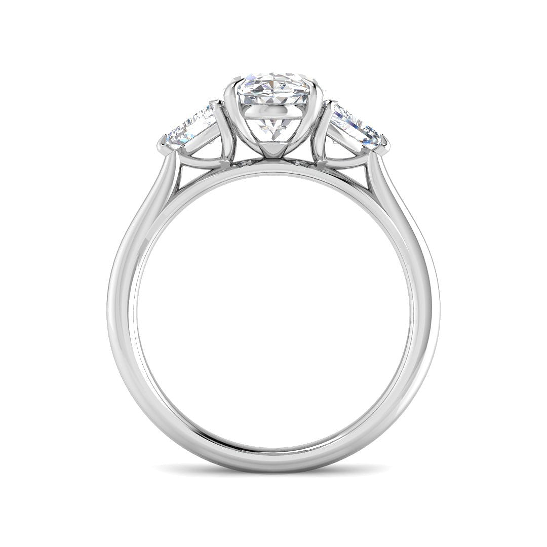 9ct White Gold Oval and Trillion Lab Grown Diamond Ring 2