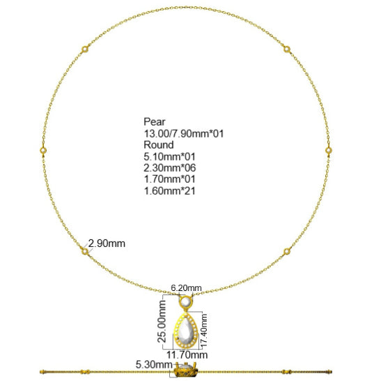 18ct White Gold Pear Lab Grown Diamond Necklace 2