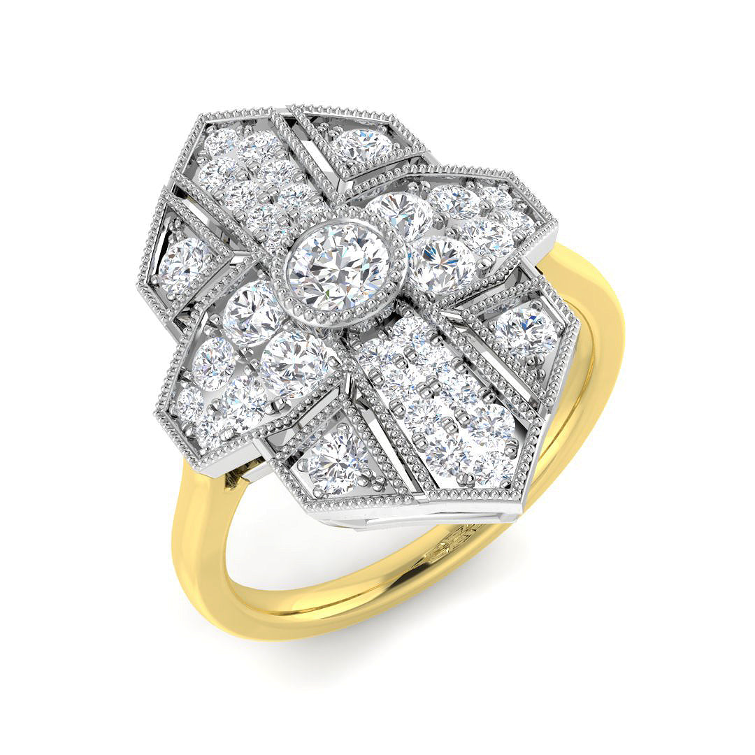 9ct Two Tone Round Lab Grown Diamond Ring 1