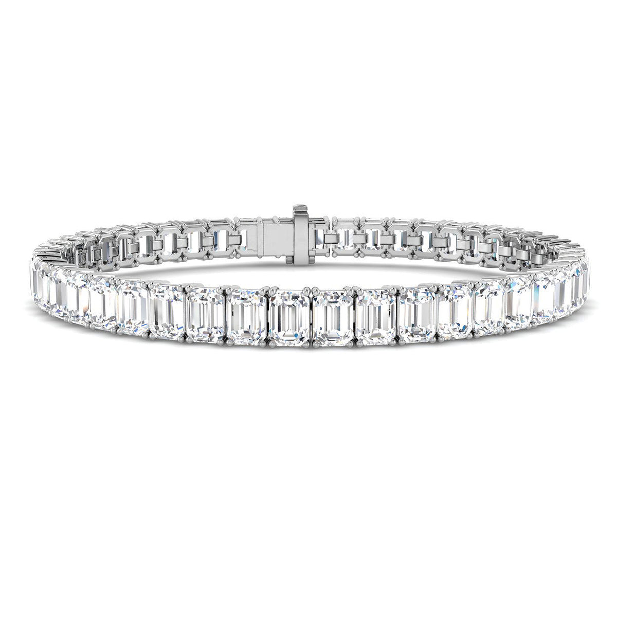 9ct White Gold Emerald Cut Lab Grown Diamond Bracelet 1