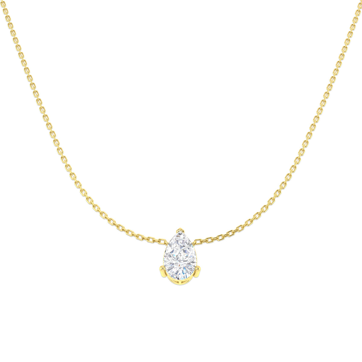 9ct Yellow Gold Pear Lab Grown Diamond Necklace 1