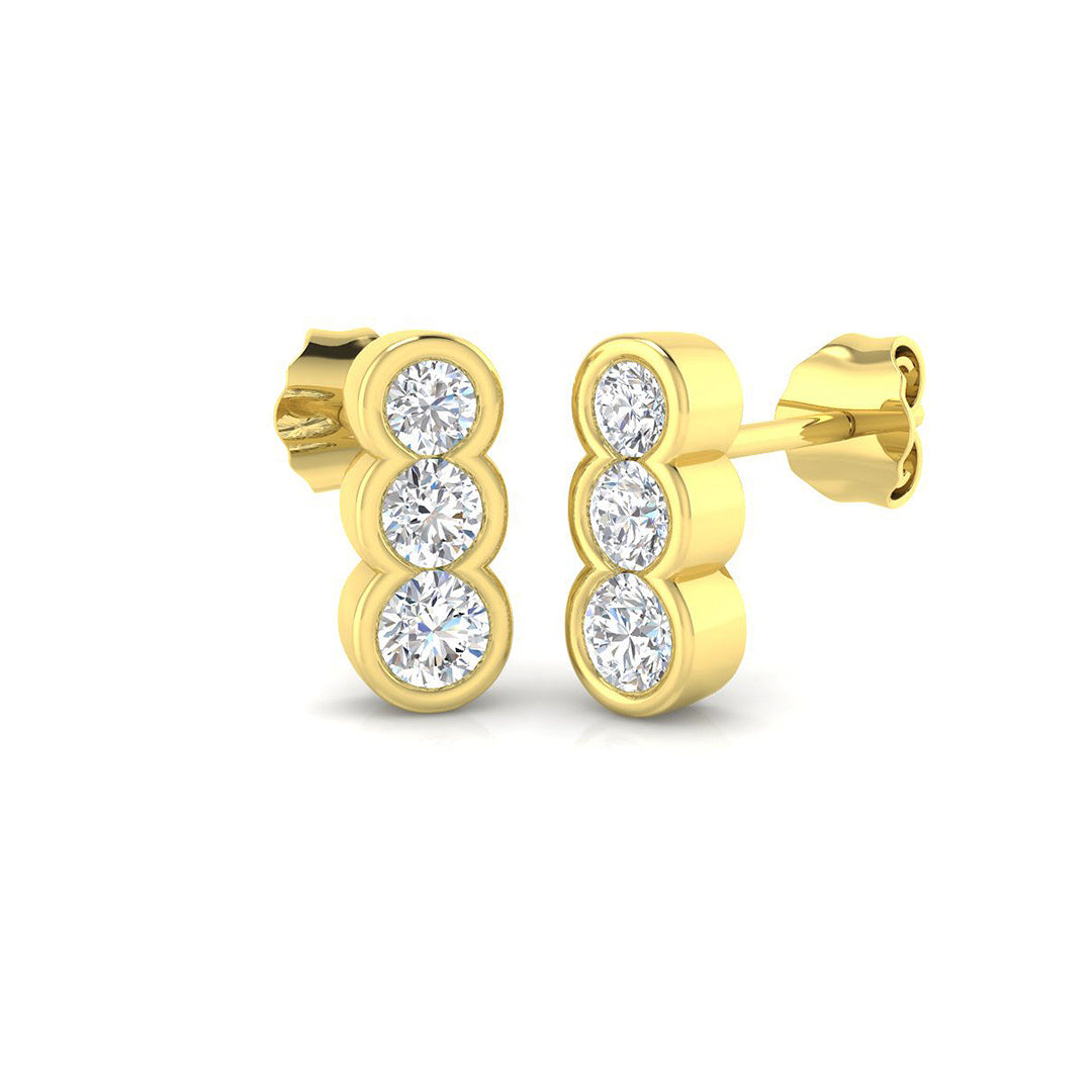 9ct Yellow Gold Round Lab Grown Diamond Earrings 1