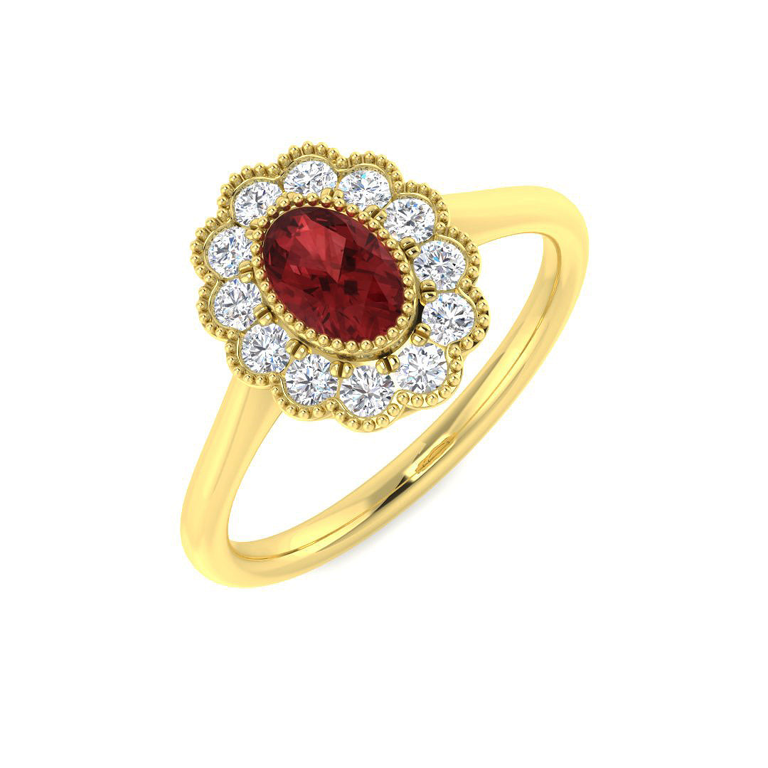 9ct Yellow Gold Oval Multi Sapphire and Diamond Ring 8