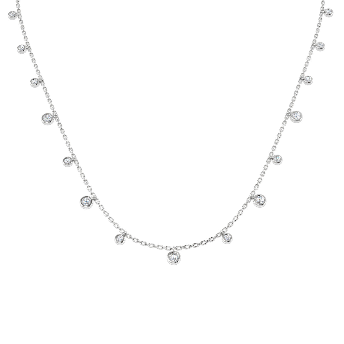 9ct White Gold Round Lab Grown Diamond Necklace 1