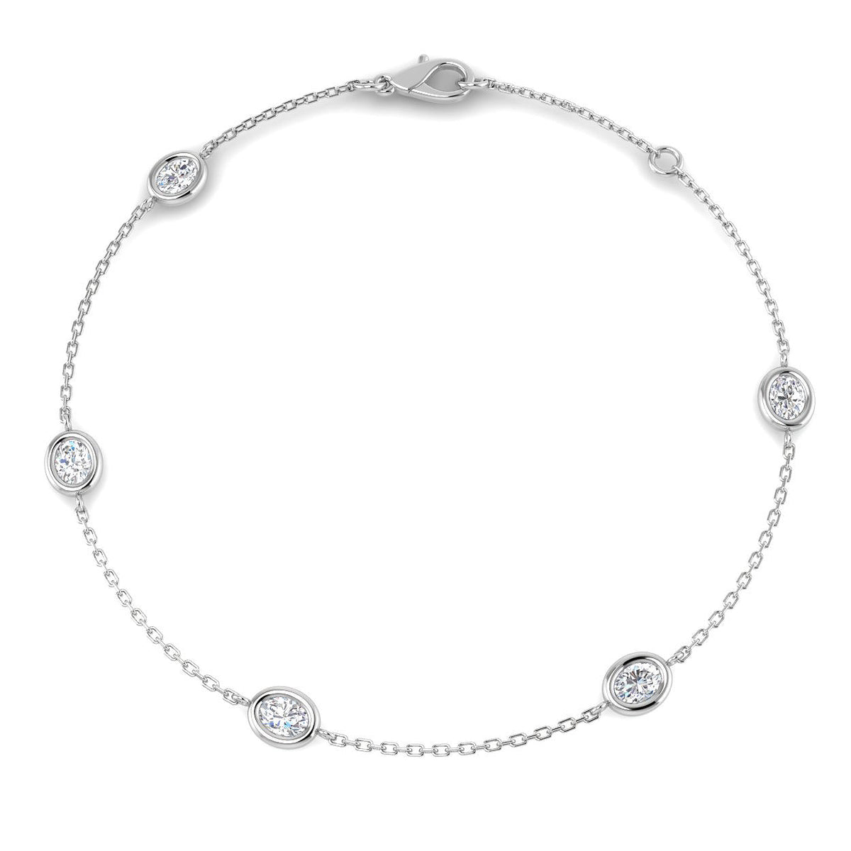 9ct White Gold Oval Lab Grown Diamond Bracelet 1