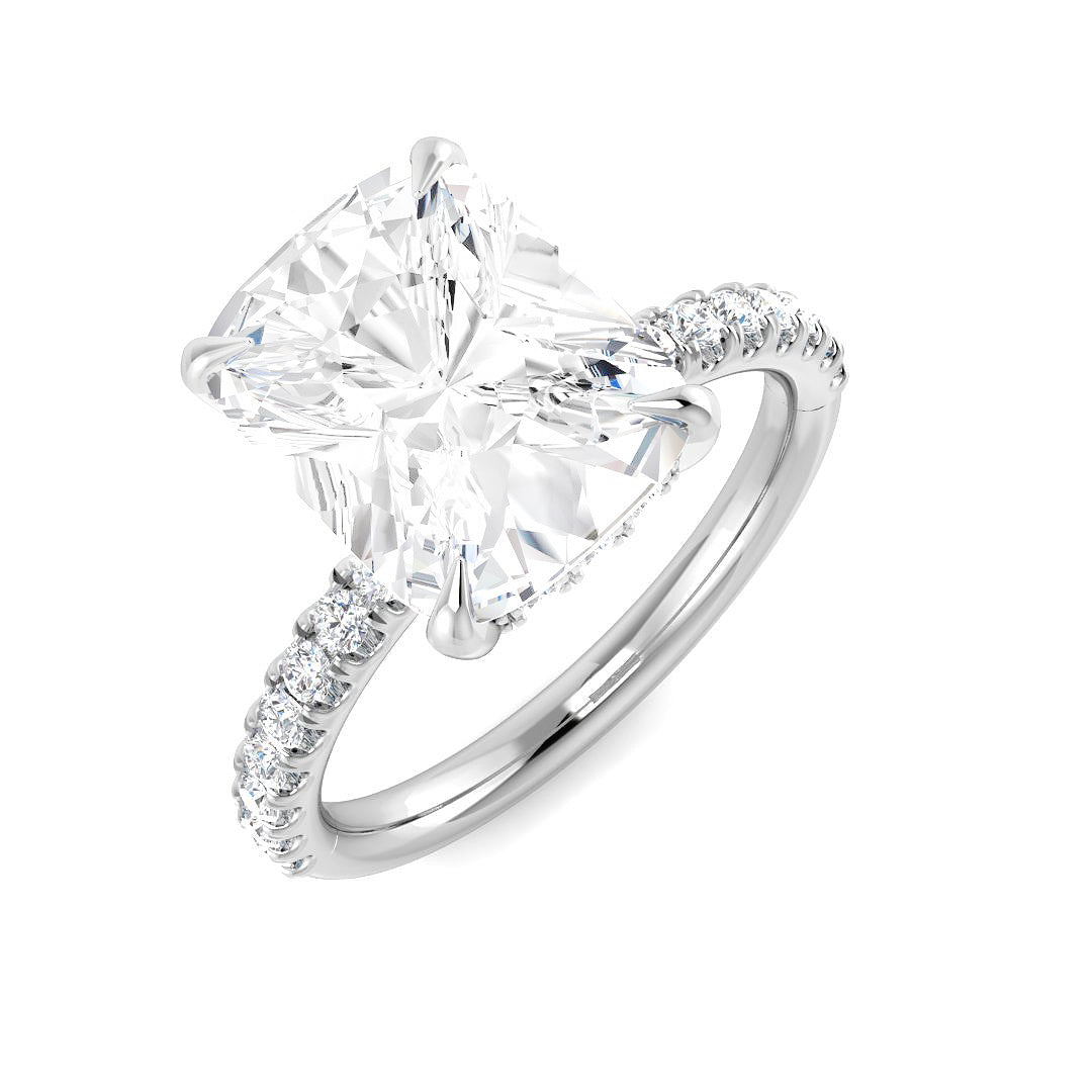9ct White Gold Cushion Lab Grown Diamond Ring 1