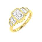 9ct Yellow Gold Emerald Cut Lab Grown Diamond Ring 1