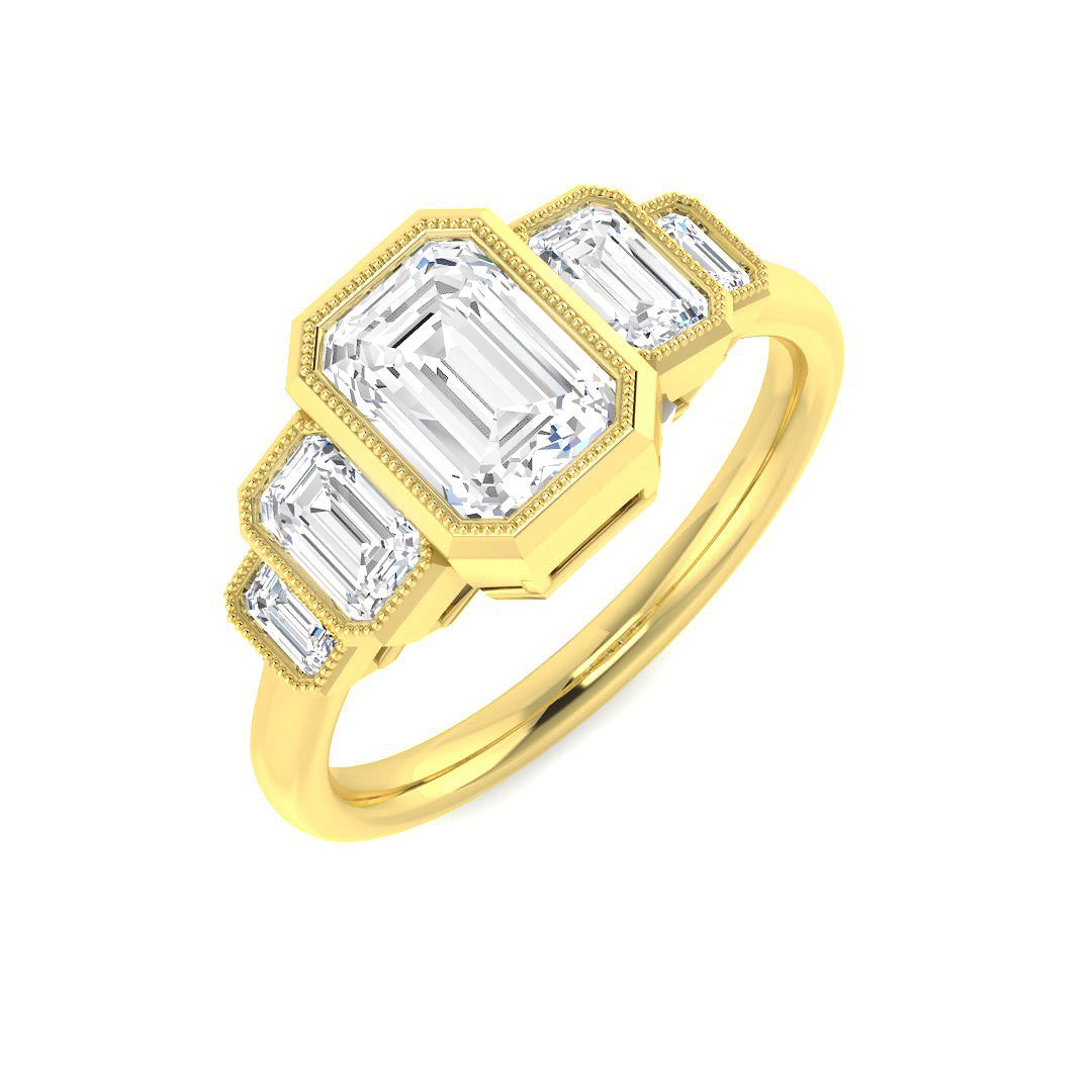 9ct Yellow Gold Emerald Cut Lab Grown Diamond Ring 1