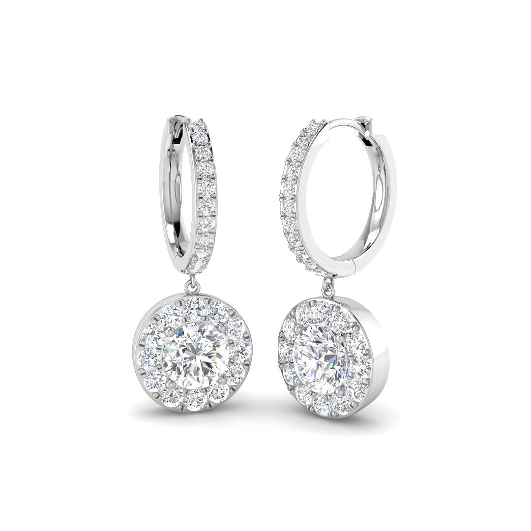 9ct White Gold Round Lab Grown Diamond Earrings 1