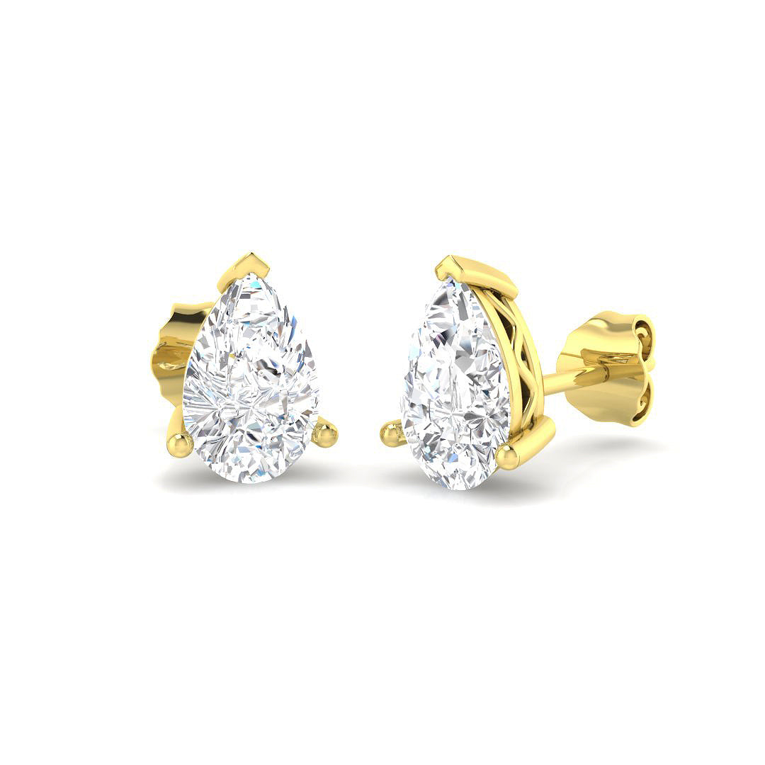 9ct Yellow Gold Pear Lab Grown Diamond Earrings 1