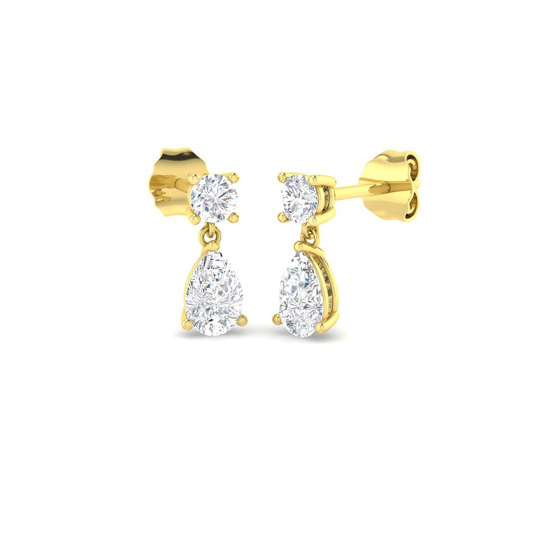 9ct Yellow Gold Pear Lab Grown Diamond Earrings 1