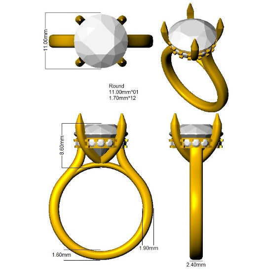 9ct White Gold Round Lab Grown Diamond Ring 3