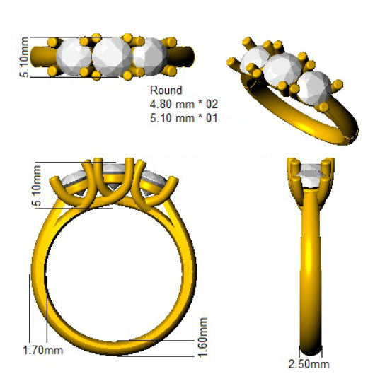 9ct Yellow Gold Round Lab Grown Diamond Ring 2