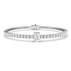 9ct White Gold Emerald Cut Lab Grown Diamond Bracelet 1