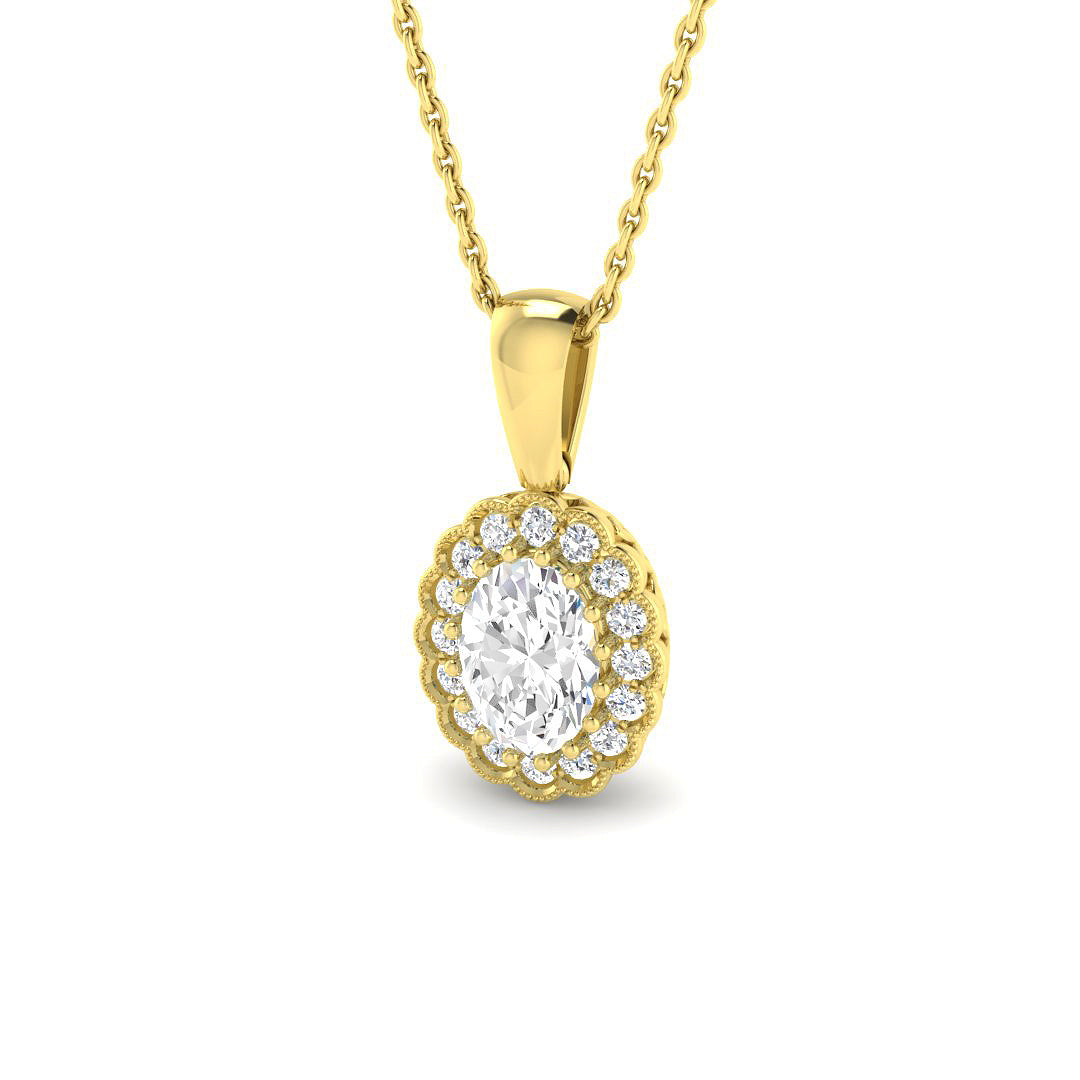 9ct Yellow Gold Oval Lab Grown Diamond Pendant 1