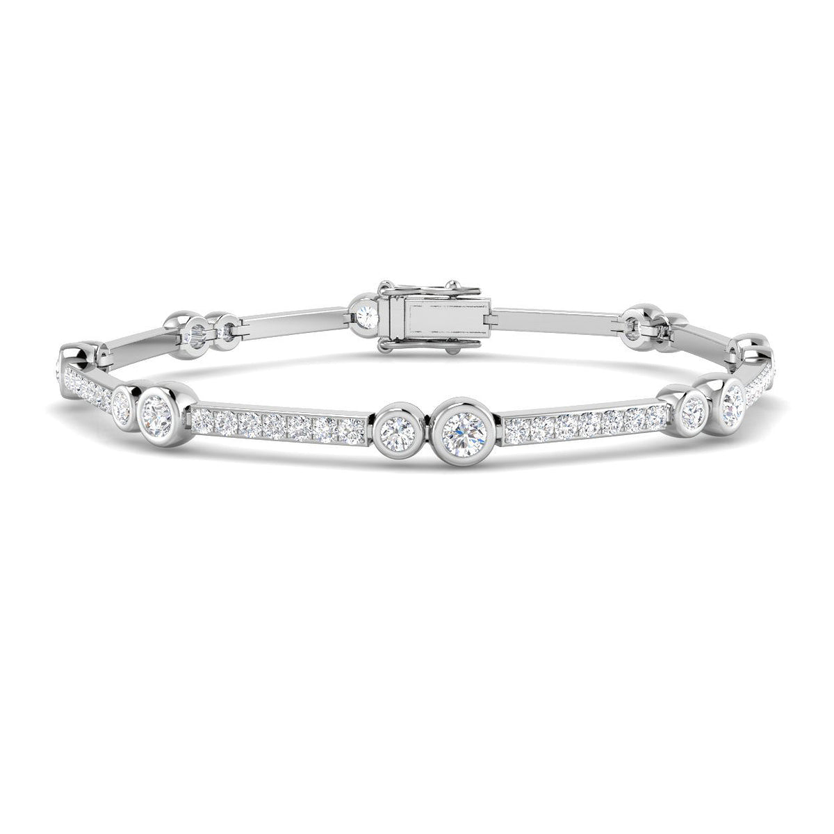 9ct White Gold Round Lab Grown Diamond Bracelet 1