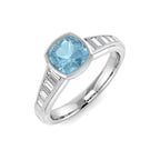 9ct White Gold Baguette and Cushion Aquamarine and Diamond Ring 1