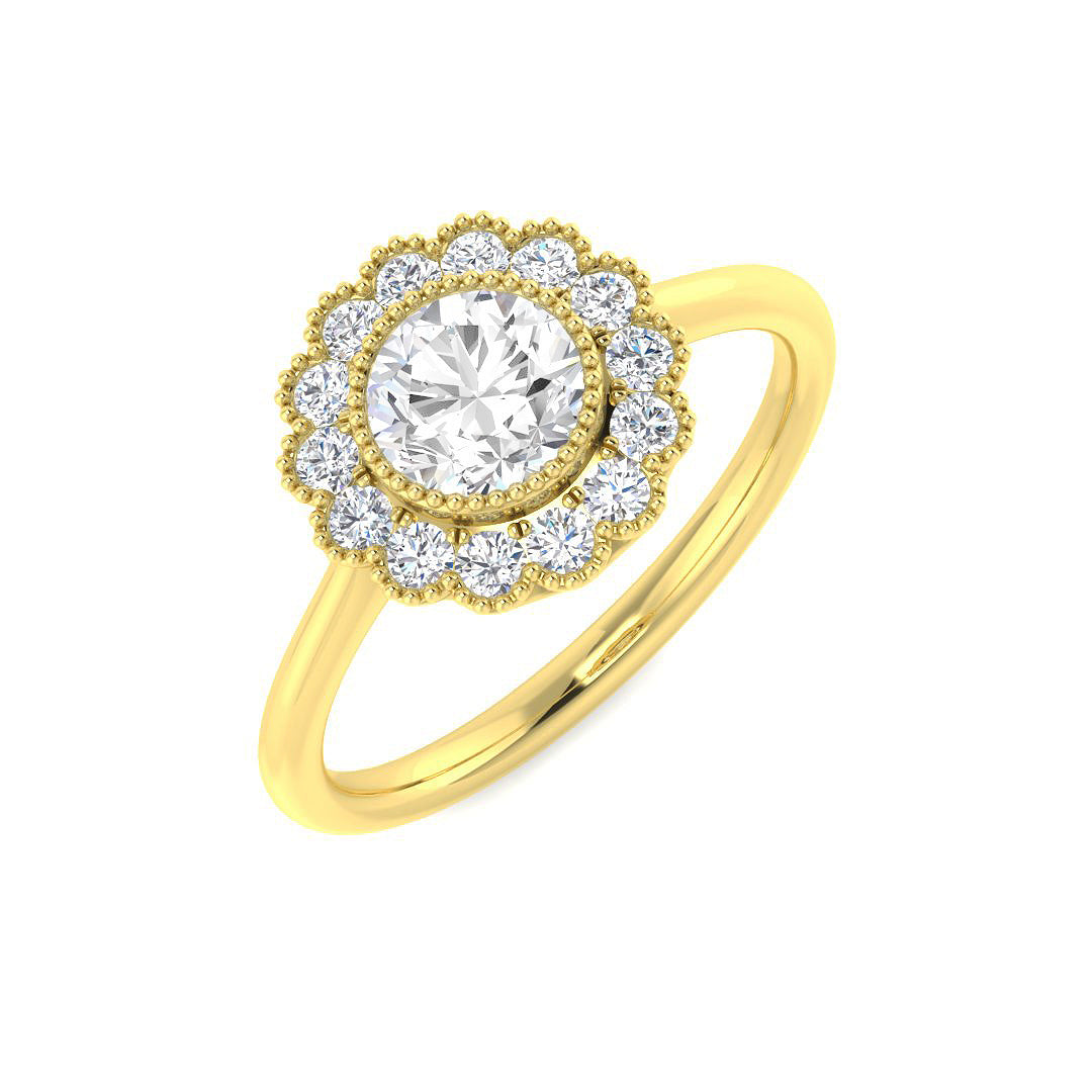 9ct Yellow Gold Round Diamond Ring 1