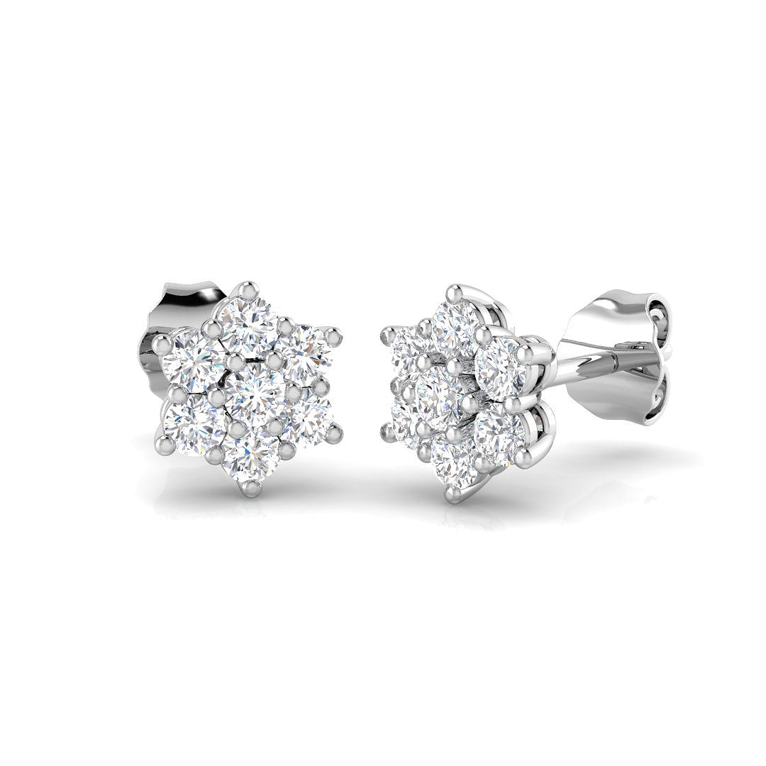 9ct White Gold Round Lab Grown Diamond Earrings 1