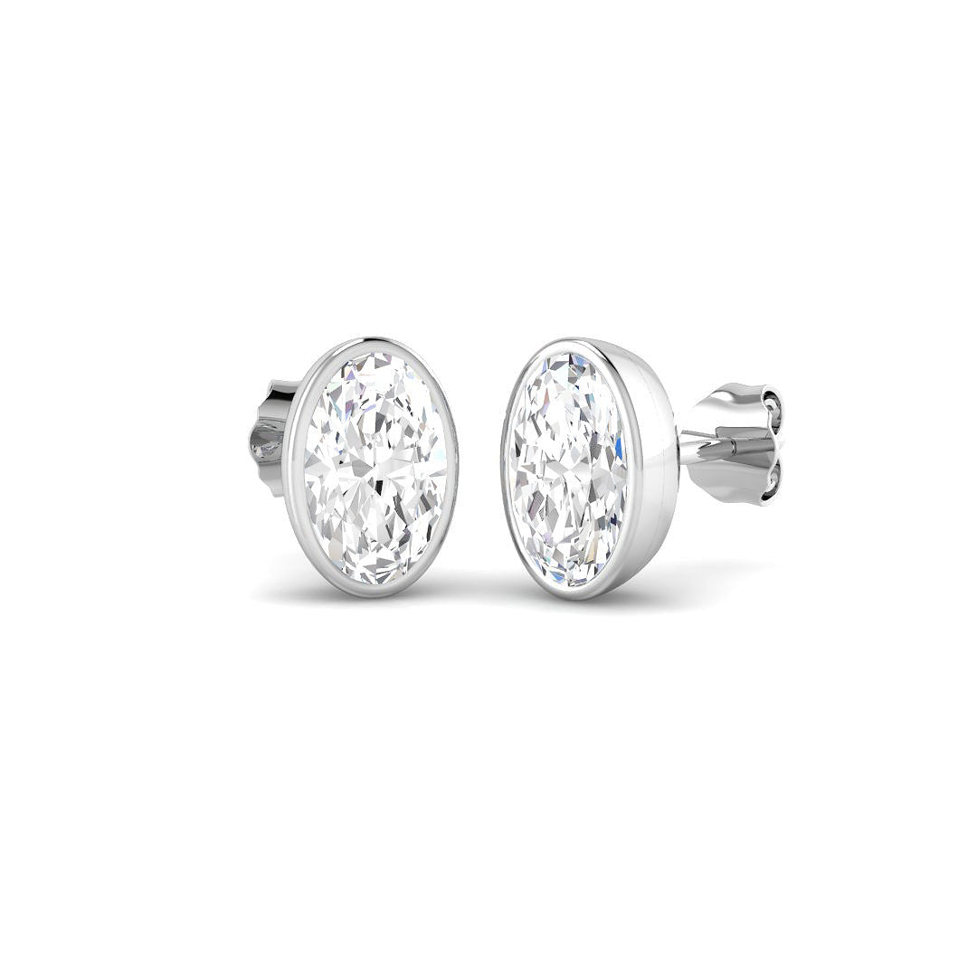 9ct White Gold Oval Lab Grown Diamond Earrings 1