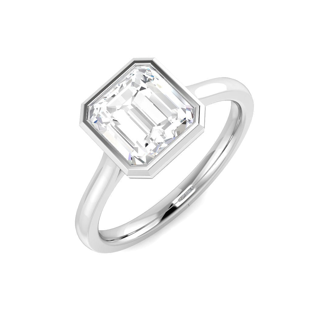 9ct White Gold Asscher Cut Lab Grown Diamond Ring 1