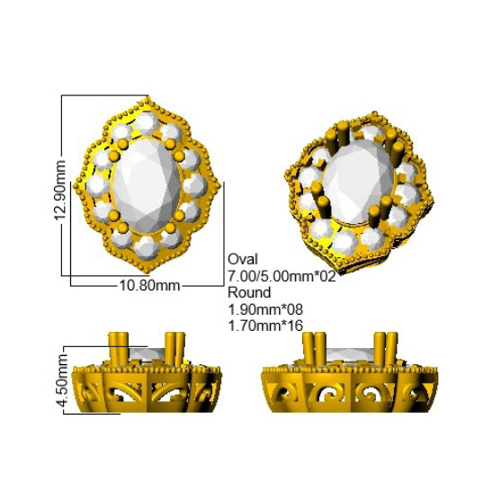 9ct Yellow Gold Oval Lab Grown Diamond Earrings 2