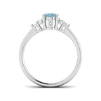 9ct White Gold Oval Aquamarine and Diamond Ring 2