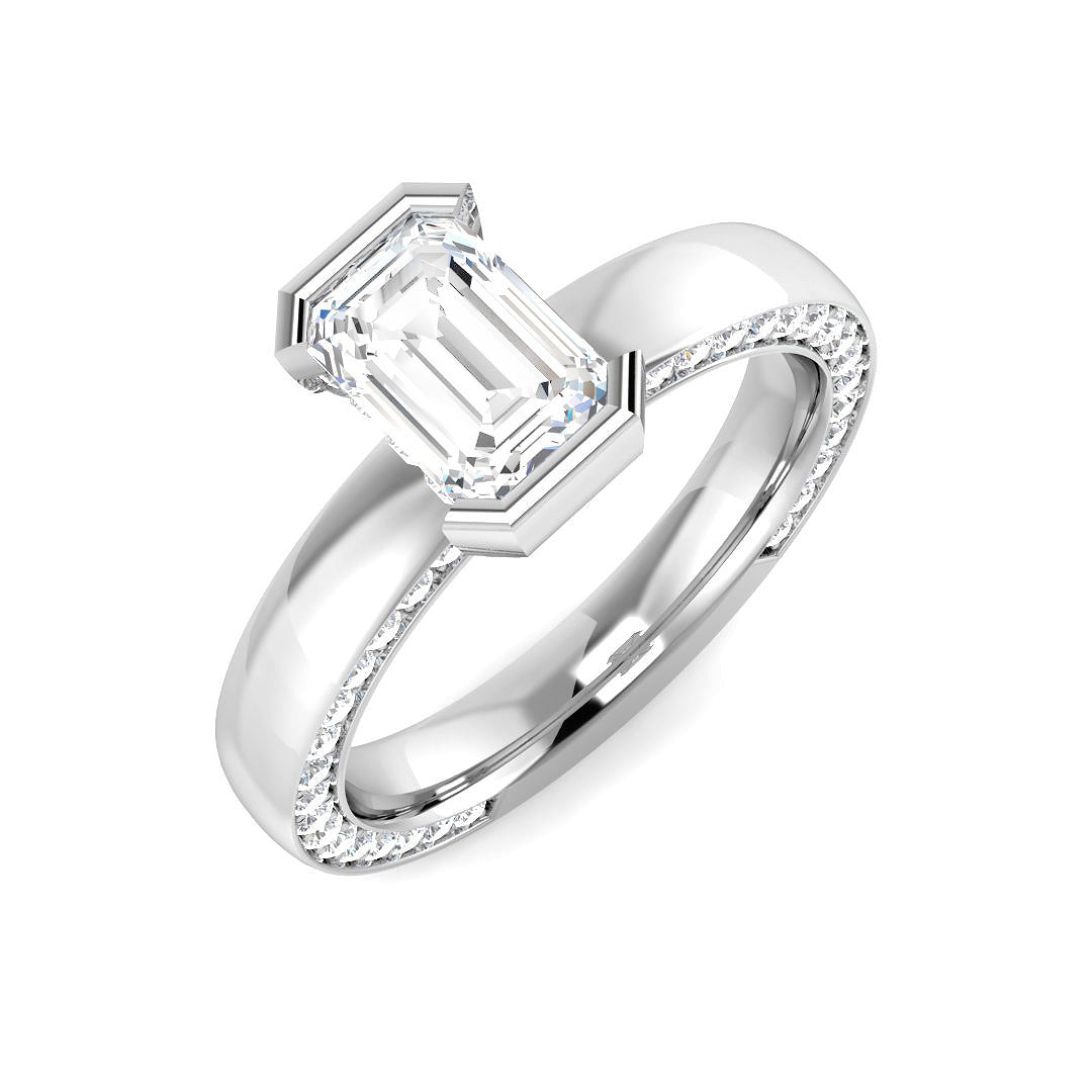 9ct White Gold Emerald Cut Lab Grown Diamond Ring 1