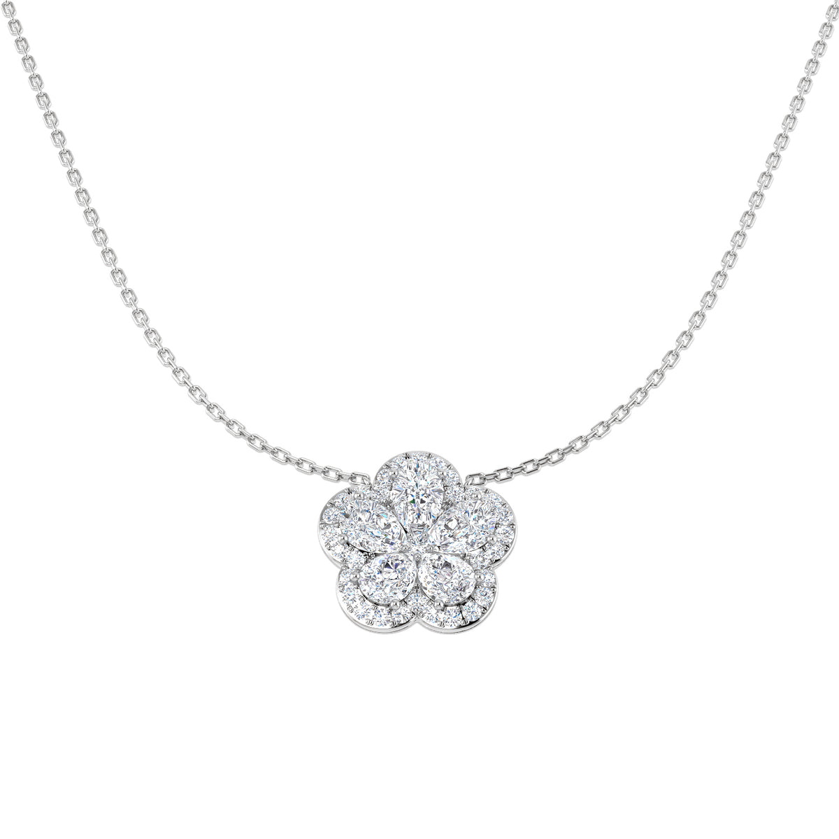 9ct White Gold Pear Lab Grown Diamond Necklace 1