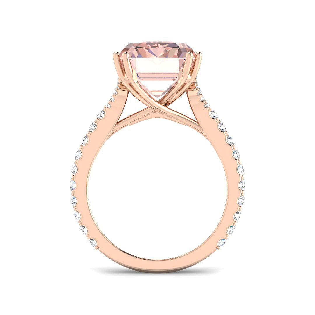 9ct Rose Gold Radiant Lab Grown Diamond and Lab Pink Diamond Ring 2