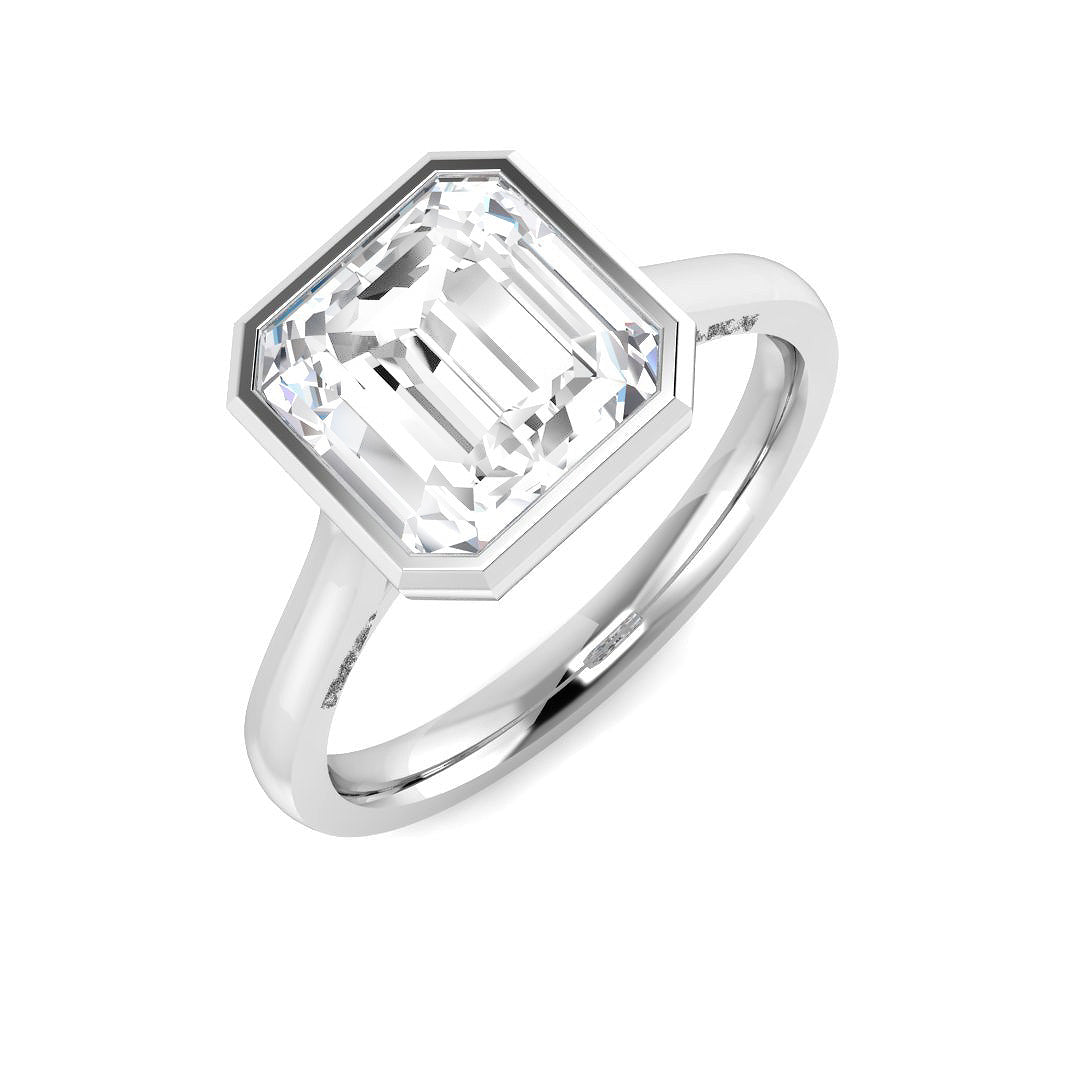 9ct White Gold Asscher Cut Lab Grown Diamond Ring 1