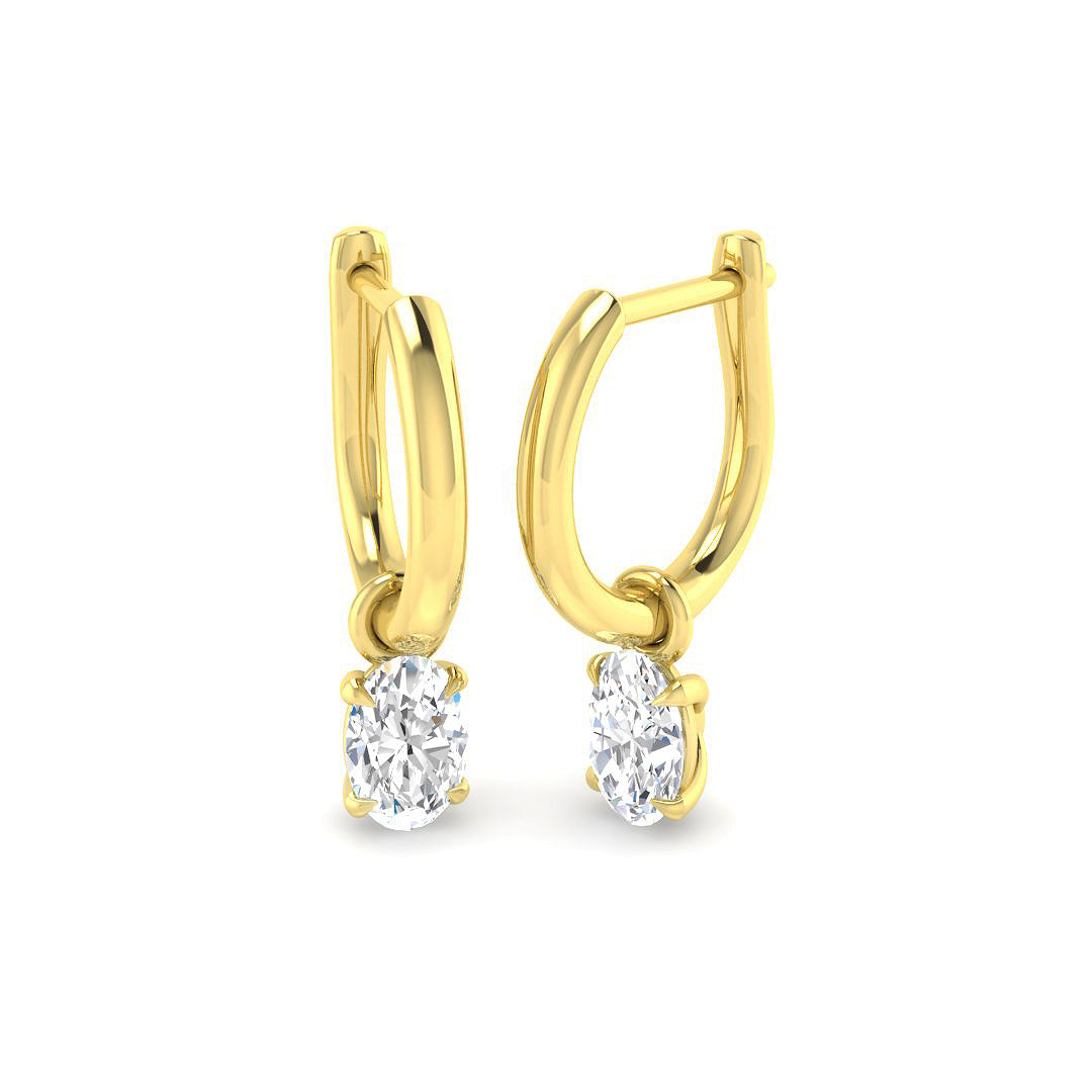 9ct Yellow Gold Oval Lab Grown Diamond Earrings 1