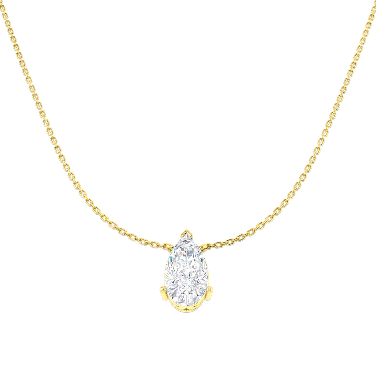 9ct Yellow Gold Pear Lab Grown Diamond Necklace 1