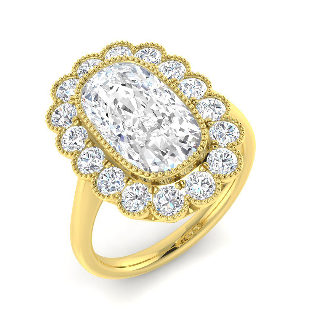 9ct Yellow Gold Cushion Cvd Old Cut Ring 1